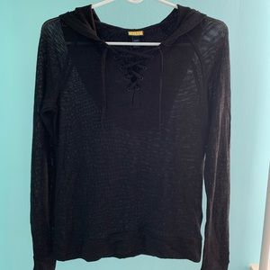 Prince & Fox Lace Up Black Hoodie